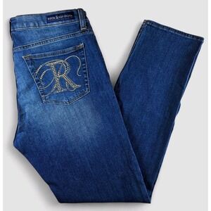 Rock & Republic Berlin Jeans Womens Size 16 Dark Wash Stretchy Denim Gold Studs